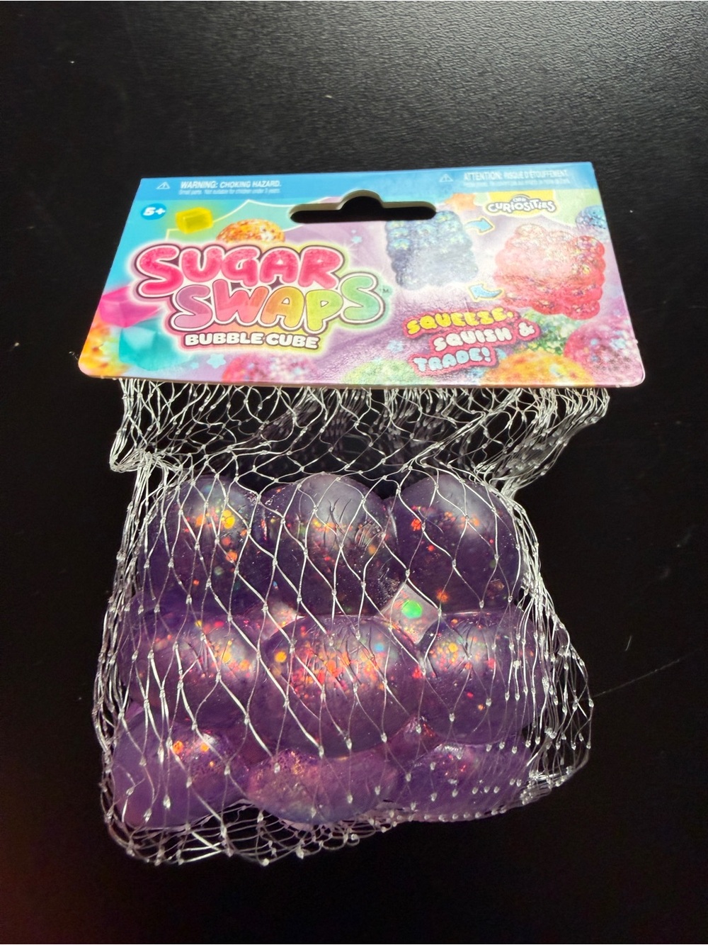 New Orb Sugar Swaps Purple Bubble Cube Squishy Squeeze Textured Glitter Toy 5+